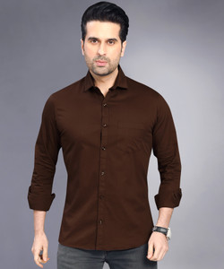 CLUB Men Solid Casual Brown Shirt 