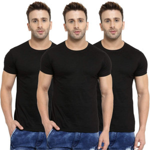 BELAVESTOJ Solid Men Round Neck Black T 