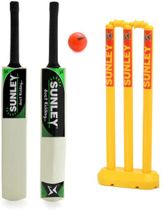 SUNLEY Popular Willow Cricket Bat with Wicket Set & 1 Wind Ball for ...