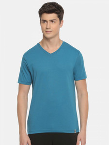 MACROMAN M SERIES Solid Men V Neck Blue 