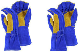 Cow Split Leather Reinforced Thumb & Palm Aramid Thread Sewn Welding