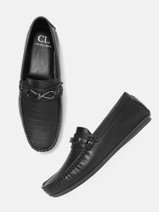 CARLTON LONDON Men Black Croc-Textured 