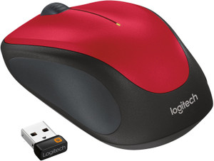 Logitech M235 / 1000 DPI Optical Tracking, 12 Month Life Battery Wireless Ambidextrous Optical Mouse(2.4GHz Wireless, Red)
