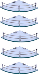 2-Tier Clear Glass Corner Shelf - Wall Mount, For Bathroom, Kitchen, Or Display 3 thumbnail image