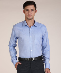 PARK AVENUE Men Self Design Formal Blue 