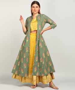 BIBA Women Ethnic Jacket, Top and Skirt 