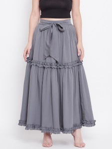 MJ LIFE STYLE Solid Women Flared Grey Skirt - Buy MJ LIFE STYLE Solid Women  Flared Grey Skirt Online at Best Prices in India | Flipkart.com