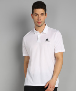 ADIDAS Perforations Men Polo Neck White 