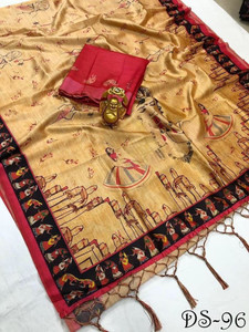 Buy KAHIRAA WHOLETEX Digital Print Kalamkari Silk Blend Magenta