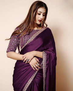 Plain Bollywood Silk Blend Saree Price 