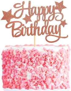 ZYOZI Rose Gold Happy Birthday Star Cake Topper Pentacle Birthday Party ...