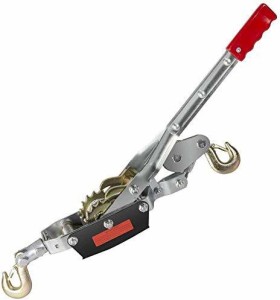 Multifunction Hand Power Puller Wired Rope Cable Puller Tighten Tool Steel Cable Gear Winch Ratchet Puller Lifting Tools 1Ton, 2 Hook, wire rope 5mmx1.3M 