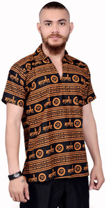aruati Printed Men Polo Neck Black T
