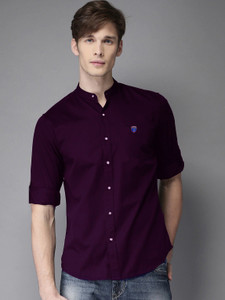 PROTOCOL Men Solid Casual Purple Shirt 