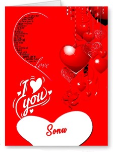 Midas Craft I Love You Sonu ….15 Romantic Card Greeting Card Price in India  - Buy Midas Craft I Love You Sonu ….15 Romantic Card Greeting Card online  at 