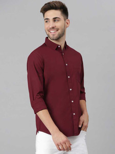 Urban Shade Men Solid Casual Maroon 