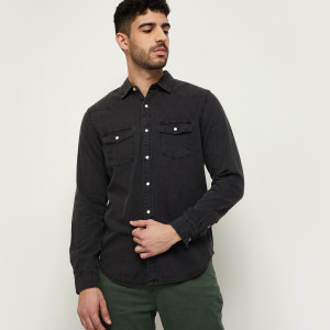 MAX Men Solid Casual Black Shirt - Buy 