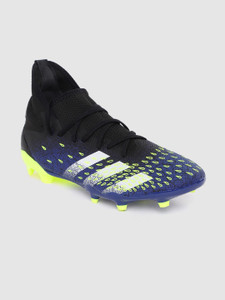 ADIDAS Men Navy Blue Lime Green Printed 