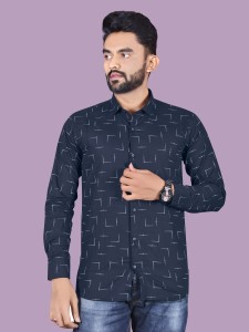 Adwyn Peter Men Printed Casual Dark Blue Shirt Buy Adwyn Peter Men Printed Casual Dark Blue