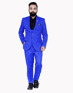 ROYAL BLUE 3 PIECE SUIT Solid Men Suit 