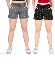 Printed Women Multicolor Regular Shorts 