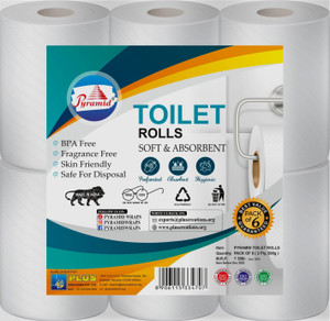 Pyramid Toilet Tissue Roll Pack 6 l (2 Ply, 500 g) Toilet Paper Roll ...