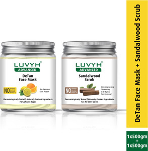 LUVYH Detan Face Mask And Sandalwood Scrub::Pack Of 1X500Gm Price in