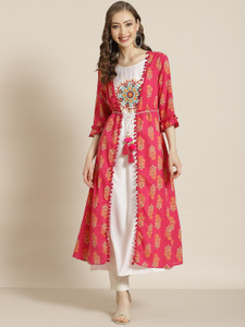 Juniper Women Floral Print A-line Kurta 