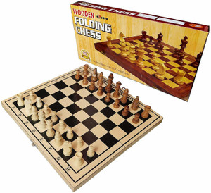 zobro 15 Inches Light Weight Folding Chess Wooden Chess Set with 32