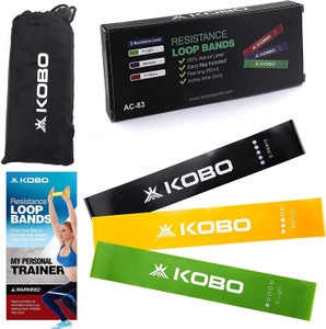 KOBO Resistance Loop Bands Set (Level 1,3,5) with Workout Guide Booklet ...