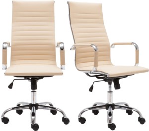 Cherry Tree Furniture Waffle Contrasting Panels High Back PU Leather Swivel Executive Office Chair in 2 Colours Black & White 