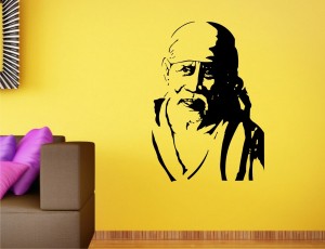 Wall Guru 41.59 Cm Sai Baba Religious Black Wall Decal And Sticker Size 