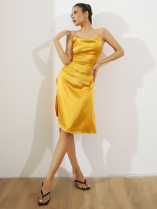 Urbanic Women A-line Gold Dress - Buy Urbanic Women A-line Gold Dress  Online at Best Prices in India | Flipkart.com