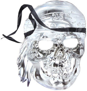 FUNCART Scary Pirate Skull Halloween Party Full Face Mask (Silver