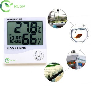 Rcsp Digital Room Thermometer With Humidity Indicator And Clock Indoor