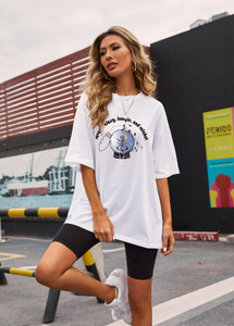 Urbanic Printed Women Round Neck White 