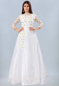 umbrella frock white colour