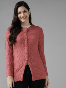 CAYMAN Self Design Round Neck Casual Women Pink Sweater - Buy CAYMAN Self  Design Round Neck Casual Women Pink Sweater Online at Best Prices in India  | Flipkart.com