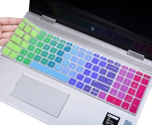 Silicone Keyboard Skin for HP Pavilion x360 15.6/HP Pavilion 15 Series 2019 HP Envy x360 15.6 Series,HP Spectre x360 15-ch Rainbow+Clear for HP Envy 17 Keyboard Cover 2020 