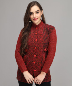 Neck Casual Women Maroon Sweater 