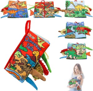 Dino Activity Colourful Cloth Book Toy My First Soft Book Best Gift For Baby Non-Toxic Early Learning Fabric Book Toy Baby Tail Cloth Book 