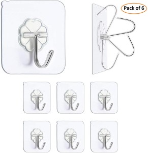 Adhesive Hooks Black Wall Cloth Hooks for Door Hangers Heavy Duty Stick on Wall Kitchen Waterproof Durable for Keys Robes Bags Coats 