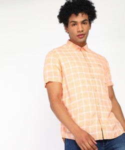 Pepe Jeans Men Checkered Casual Orange 
