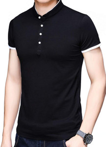 mandarin collar polo shirt