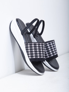Black and sales white striped wedges