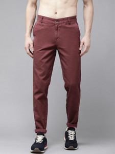 Roadster Slim Fit Men Maroon Trousers 