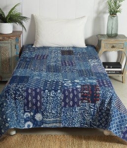 Mandala Print Bedsheets Kantha Quilt Indian Handmade Cotton Bedspread Bed Throw Bedding Cover. 