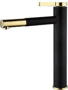 Zap Lavish Series Extended Body Hot Cold Basin Mixer Pillar Tap Black Gold Twist Mixer