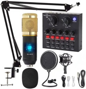 Multi-Pattern Studio Condenser Microphone with Shock Mount Studio Microphone Large Diaphragm and XLR Cable AK-36 Heavy Duty Stand and BEHRINGER Audio Interface A8 Microphone Pop Filter 