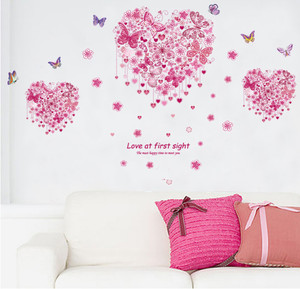 Flipkart SmartBuy 150 cm Wall Stickers Three Butterfly Pink Heart Decor For Bedroom Self ...